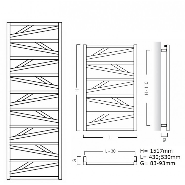 Instal Projekt Полотенцесушитель TRICK 530x1517mm Instal Projekt Полотенцесушитель TRICK 530x1517mm