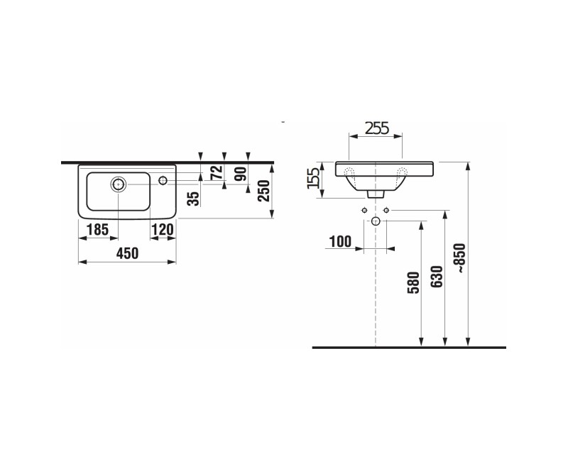 JIKA CUBITO Умывальник 45x25 см, H8114230001051
