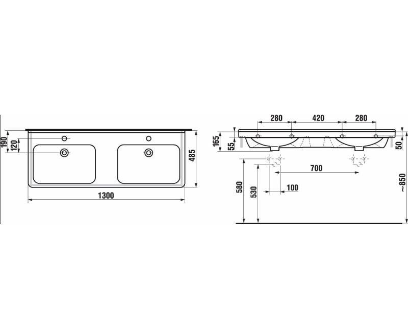 JIKA CUBITO Умывальник 130x48.5 см, H8144200001041