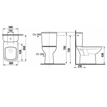 Tualetes pods Jika Deep, 360x650 mm, vertikāls izvads, pievads no apakšas, balts