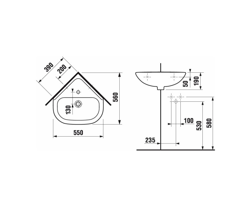JIKA DEEP  Stūra izlietne 55x39 cm, H8166140001041