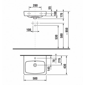 Раковина Jika Lyra Plus Design Line, 500х430 мм, белый