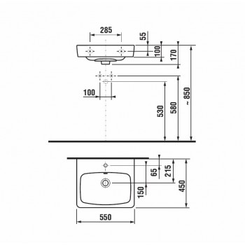 Раковина Jika Lyra Plus Design Line, 550x450 мм, белая