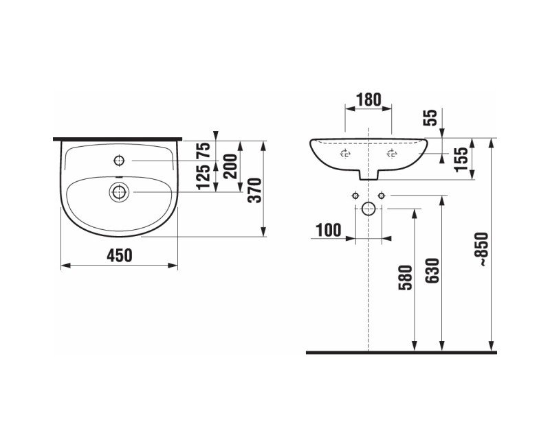 JIKA Lyra Plus Умывальник 45x37 см, H8153820001041