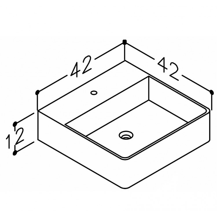 KAME QUADRO Нaкладная раковина 42x42см, WB424212 KAME QUADRO Нaкладная раковина 42x42см, WB424212