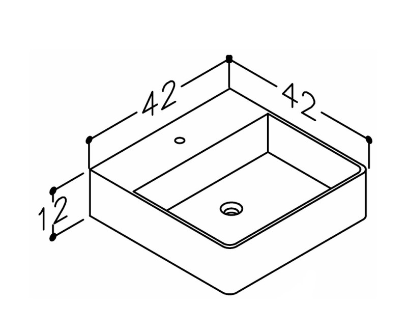 KAME QUADRO Uzliekamā izlietne 42x42cm, WB424212