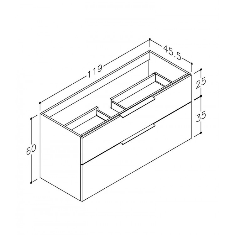 KAME BIG Skapītis zem izlietnes 120cm, BU/12-3DR/WS-BIG/CH