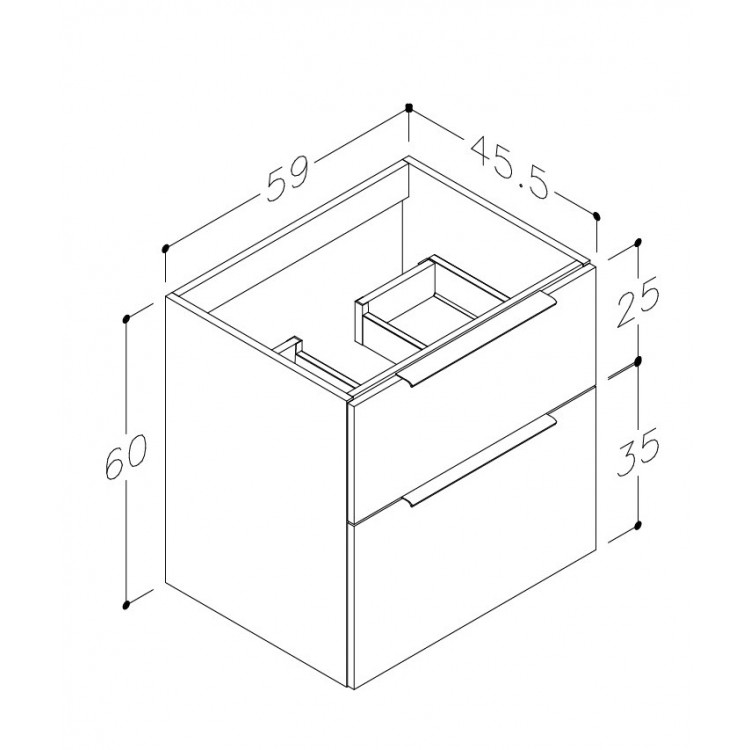 KAME BIG Skapītis zem izlietnes 60cm, BU/6-3DR/23-BIG/CH