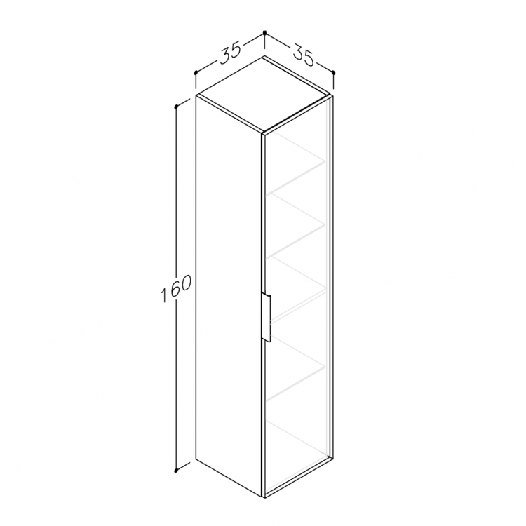 KAME BIG Augstais skapis 160x35cm, TU/35-4/WS-BIG/CH