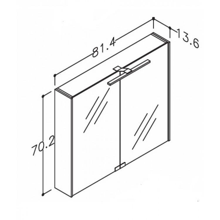 KAME D-Line Spoguļskapītis 80x70 cm,MC2DML/80-70/D5-DL KAME D-Line Spoguļskapītis 80x70 cm,MC2DML/80-70/D5-DL