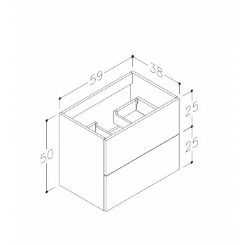 Kame DUET Шкафчик под раковину 60cm, BU/6-2DR/1