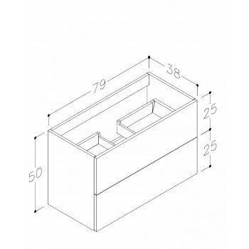 Kame DUET Шкафчик под раковину 80cm, BU/8-2DR/1
