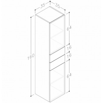 IZP Kame Gama/Duet Augstais skapis 160x35cm,TU/35-1/11