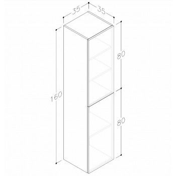 IZP Kame GAMA/DUET Augstais skapis 160x35cm, TU/35-2/D1