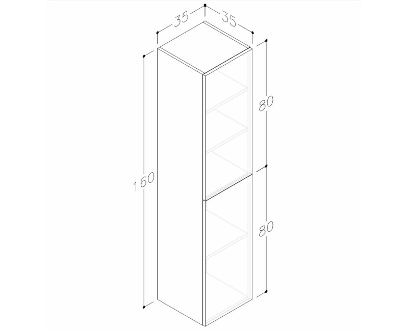 Kame GAMA/DUET Шкафчик боковой высокий 160x35cm, TU/35-2/1