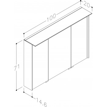KAME Exclusive LOFT Spoguļskapītis 100x71 cm, MC3DML/100-70/D02-LFT