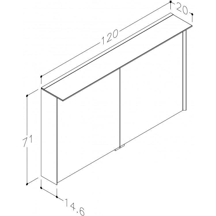KAME Exclusive LOFT Spoguļskapītis 120x71 cm, MD3DML/120-70/D02-LFT KAME Exclusive LOFT Spoguļskapītis 120x71 cm, MD3DML/120-70/D02-LFT