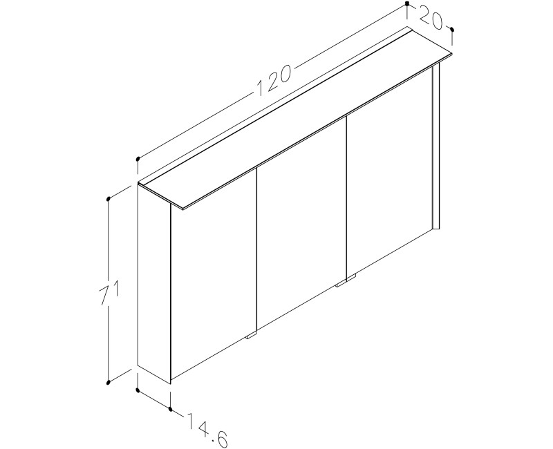 KAME Exclusive LOFT Spoguļskapītis 120x71 cm, MC3DML/120-70/D02-LFT