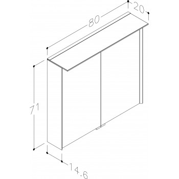 KAME Exclusive LOFT Шкафчик с зеркальными дверцами 80x71 cm, MC3DML/80-70/D02-LFT
