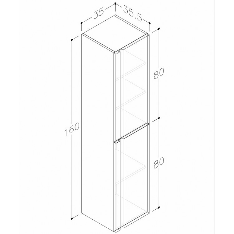 Kame TERRA Vannas istabas augstais skapis 160x35cm, TU/35-2/D1F2