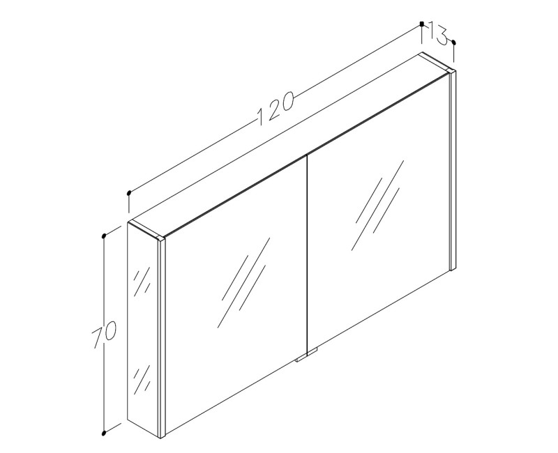 KAME BIG Шкафчик с зеркальными дверцами 120x70cm, MDDML/120-70/P