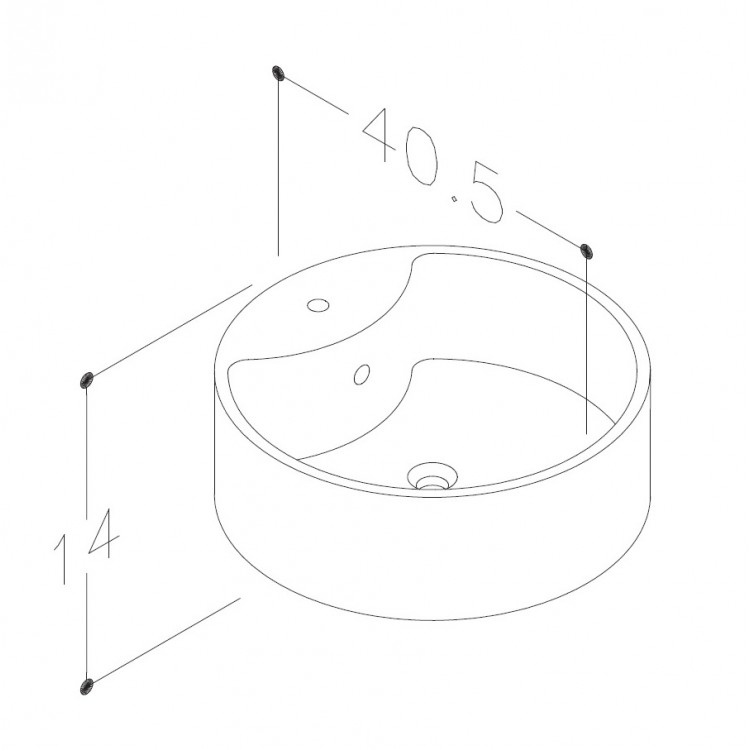 KAME RONDO Uzliekamā izlietne 40.5cm, WB 404014 KAME RONDO Uzliekamā izlietne 40.5cm, WB 404014
