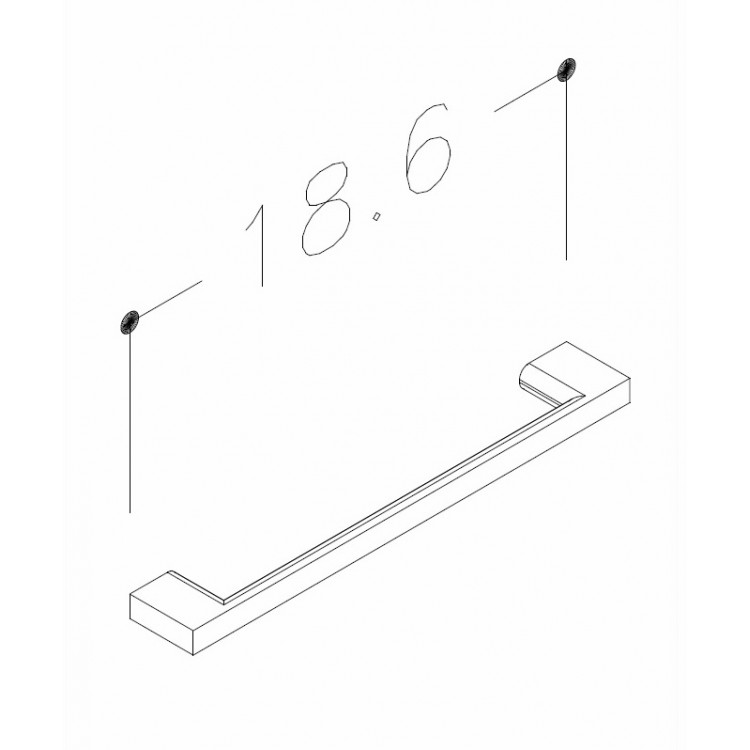 KAME Mēbeļu rokturis 18.6cm, H6/186CH KAME Mēbeļu rokturis 18.6cm, H6/186CH