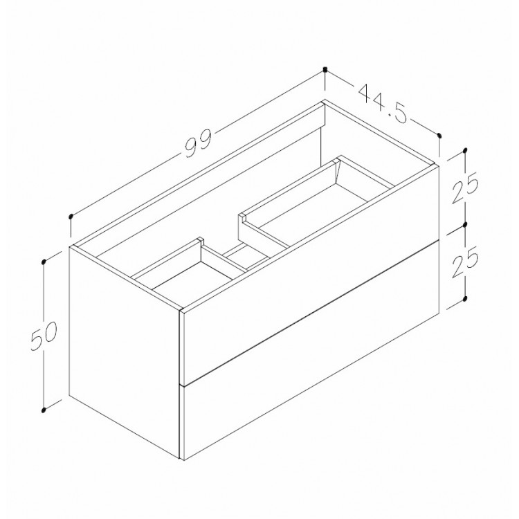 Kame GAMA Skapītis zem izlietnes 100х45cm, BU/10-3DR/D05