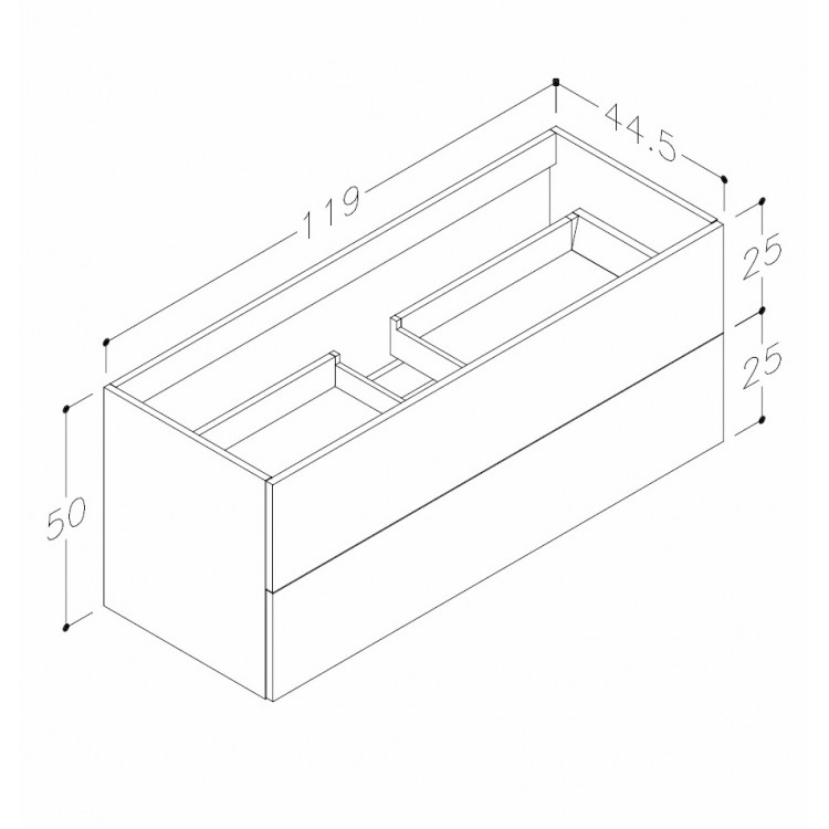 Kame GAMA Skapītis zem izlietnes 120х45cm, BU/12-3DR/D1