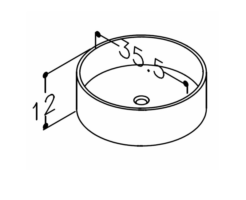 KAME TONDO Нaкладная раковина 35.5см, WB353512MW