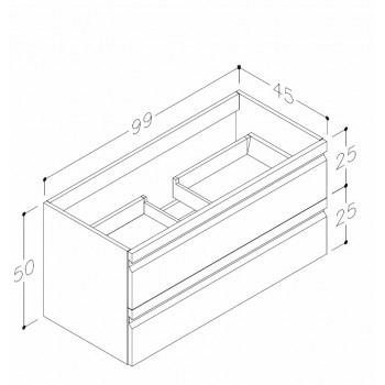 Kame Terra Skapītis zem izlietnes 100cm, BU/10-3DR/D1F2