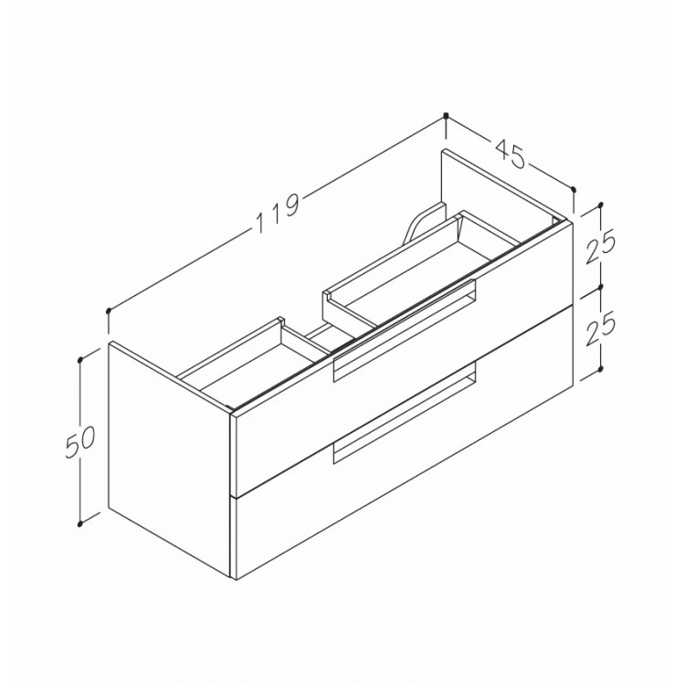 Kame EVOKE Skapītis zem izlietnes 120cm, BU/12-3DR/13F7+H8/500CH Kame EVOKE Skapītis zem izlietnes 120cm, BU/12-3DR/13F7+H8/500CH