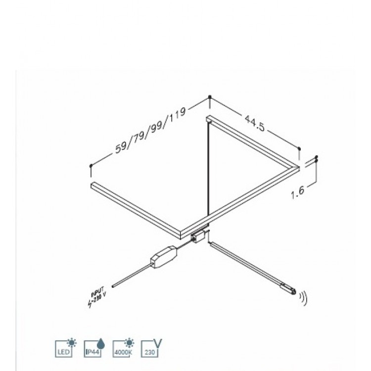 Kame LED apgaismojums zem izlietnes ar sensoru 60cm, UWL/60 Kame LED apgaismojums zem izlietnes ar sensoru 60cm, UWL/60