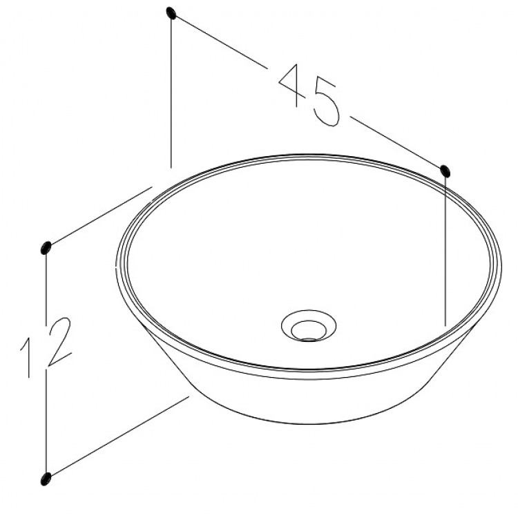 KAME CIOTOLA Uzliekamā izlietne 45cm, WB454512 KAME CIOTOLA Uzliekamā izlietne 45cm, WB454512
