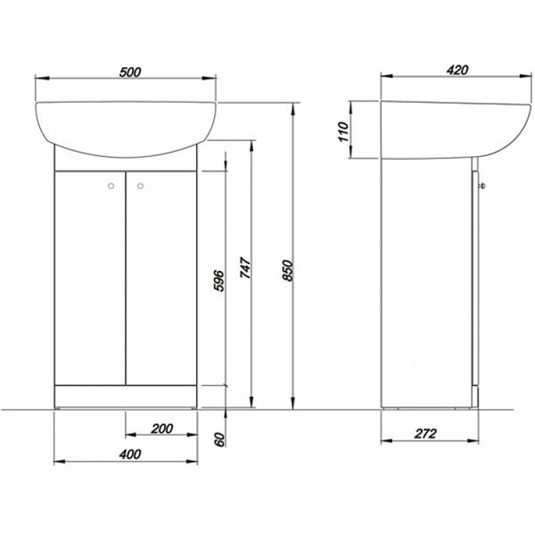 KOLO SOLO шкафчик с раковиной 500mm 79002 KOLO SOLO шкафчик с раковиной 500mm 79002