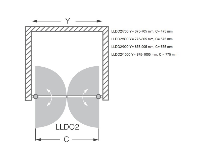 Roltechnik Veramās dušas durvis LLDO2 800mm