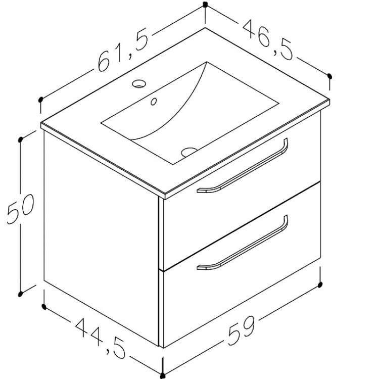 RB LUNA Vannas ist. skapītis ar izlietni 61cm, 18113310 RB LUNA Vannas ist. skapītis ar izlietni 61cm, 18113310