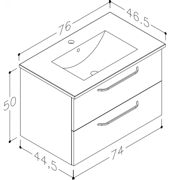 RB LUNA Vannas ist. skapītis ar izlietni 76cm, 18113411 RB LUNA Vannas ist. skapītis ar izlietni 76cm, 18113411