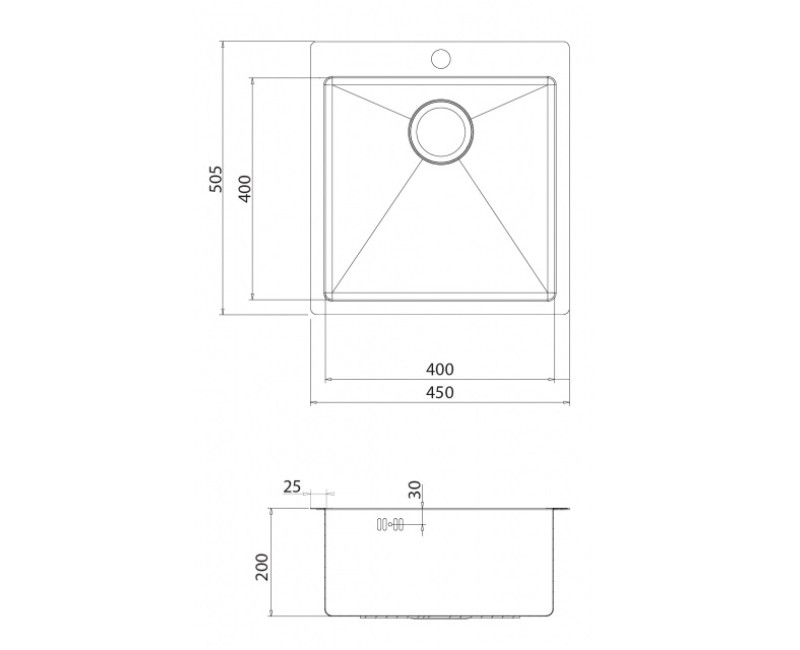 Aquasanita Virtuves izlietne LUNA 45x50.5cm, LUN100X