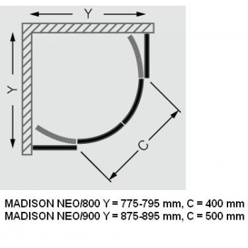 Roth Roltechnik Душевой уголок полукруглый Madison Neo 800x800