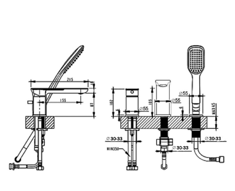 Magma VENTA Смеситель для ванны, трехсекционный MG-2410