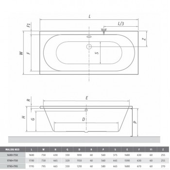 Roltechnik Vanna MALIBU NEO 160x75 cm