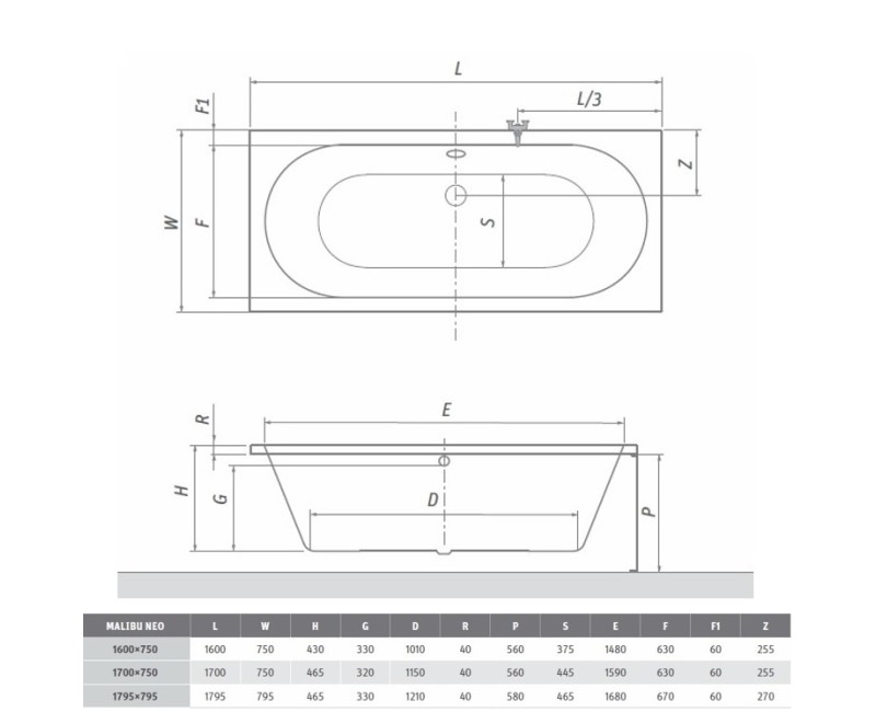 Roltechnik Прямоугольная ванна MALIBU NEO 160x75 cm