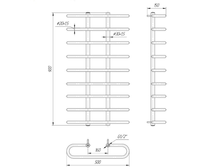 Mario Полотенцесушитель Sahara 900x600/160мм