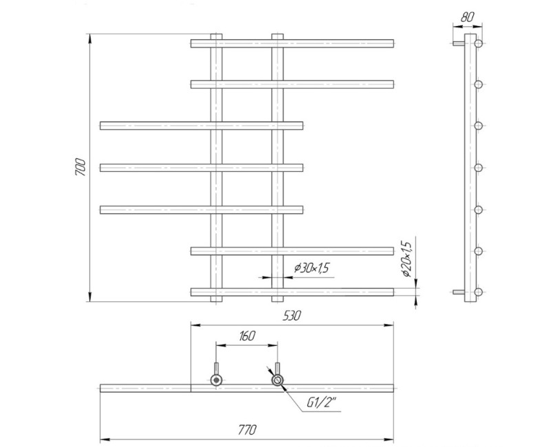 Mario Полотенцесушитель Symphony 700x770/160мм