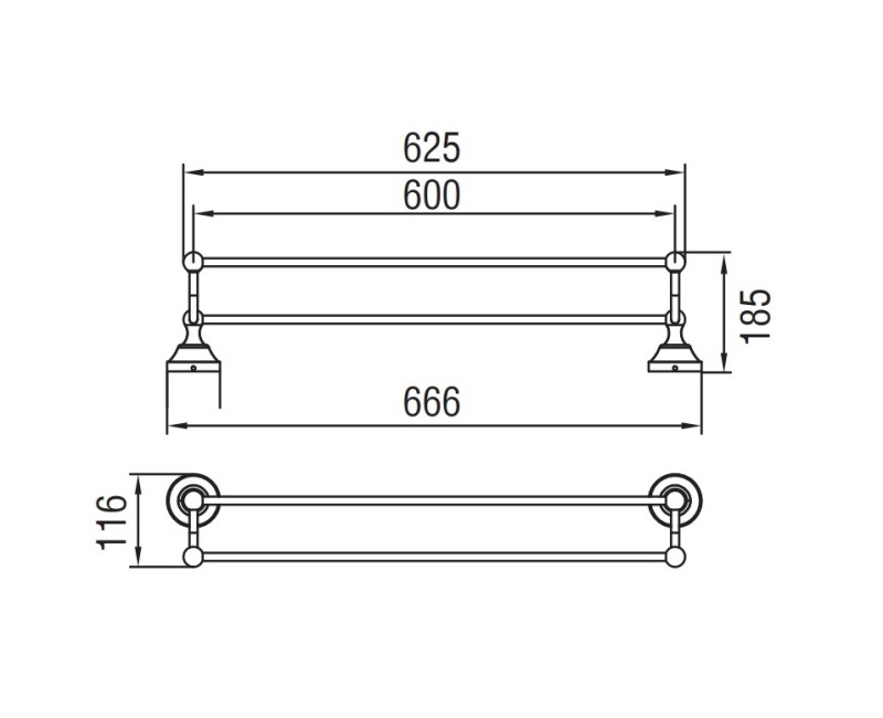 Art Platino NIKOLAS Двойной полотенцедержатель 60 см, хром NIK-5