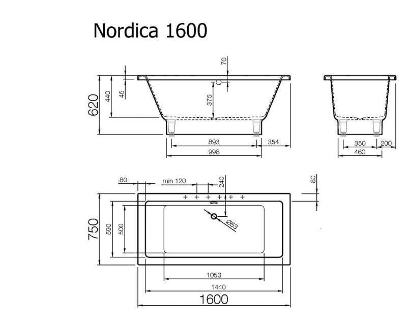 Vispool Прямоугольная ванна NORDICA 160x75