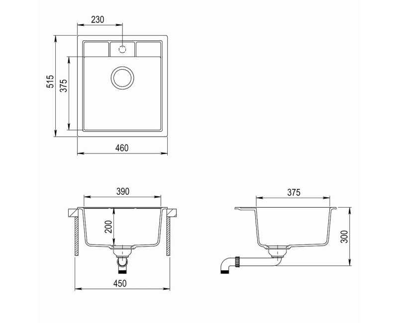 Aquasanita NOVA Кухонная мойка 460x515mm, SQN100W-111