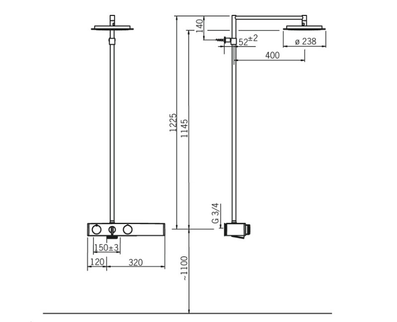 ORAS Eterna Смеситель для душа со стационарным душем 6391U-15