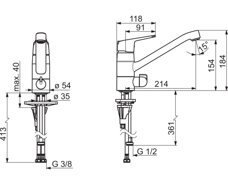 ORAS VEGA Смеситель для кухни с клапаном 1825FG